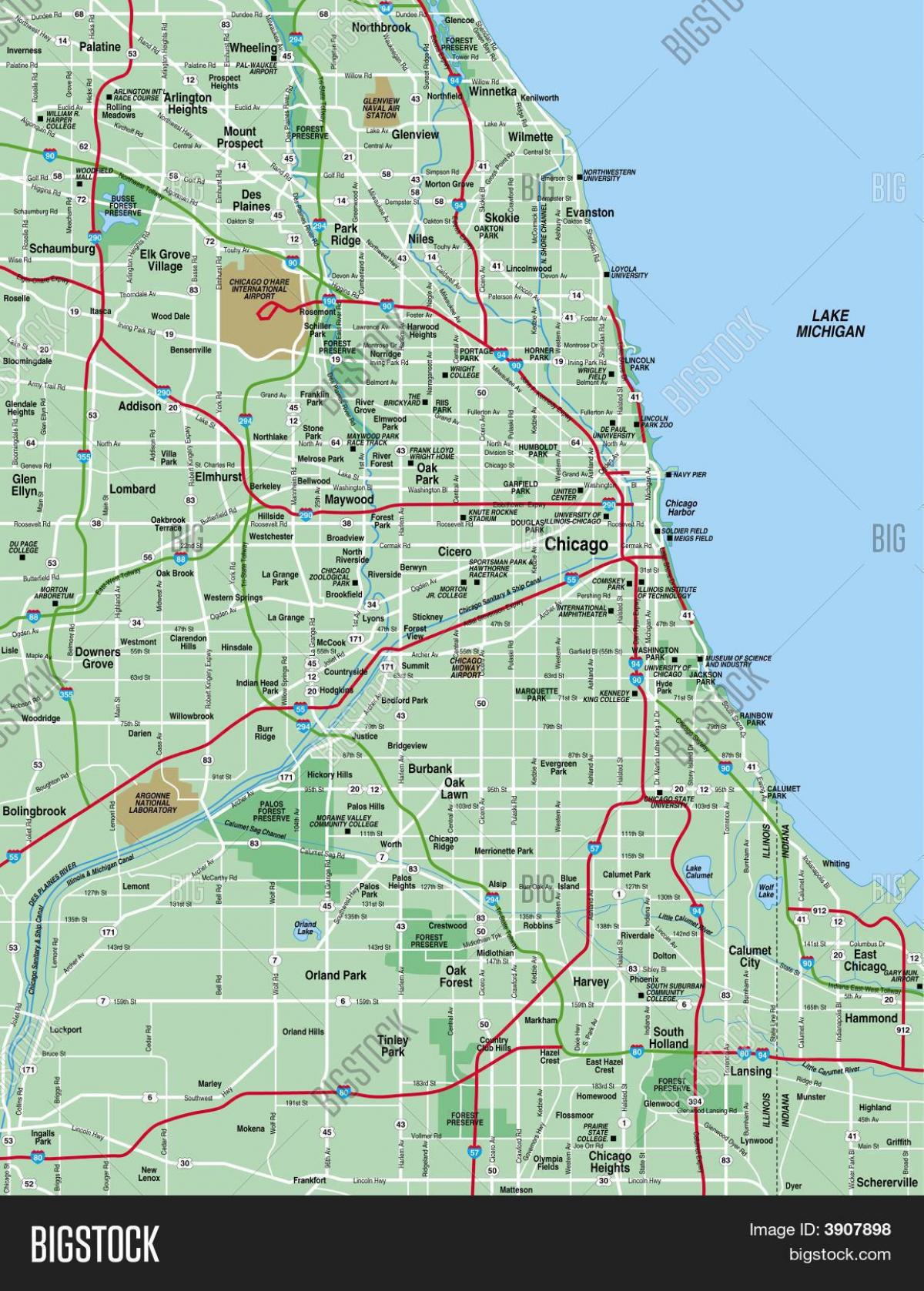 מפת אזור שיקגו