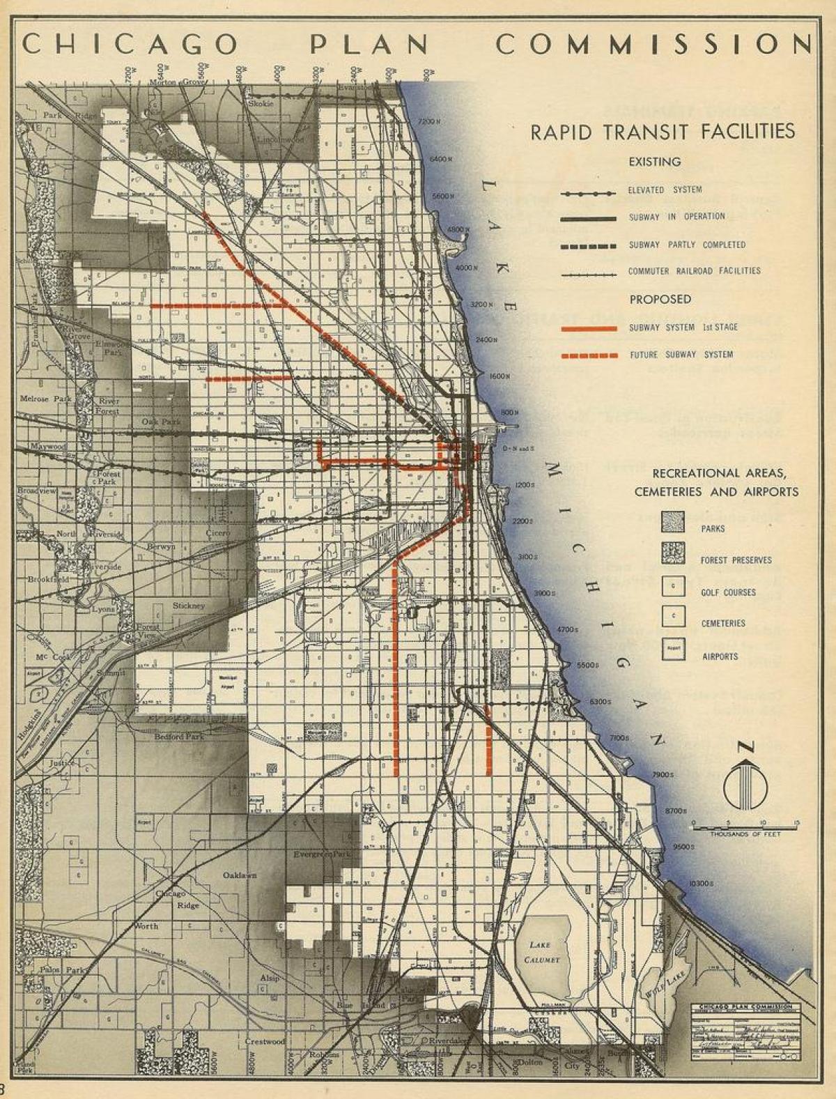 מפה של שיקגו התחתית.