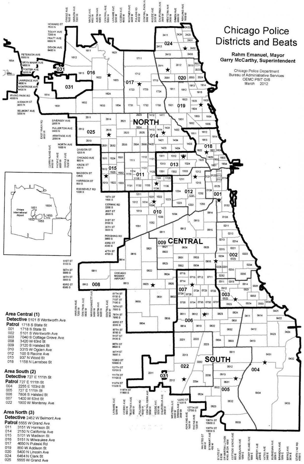 המשטרה מחוזות מפה של שיקגו