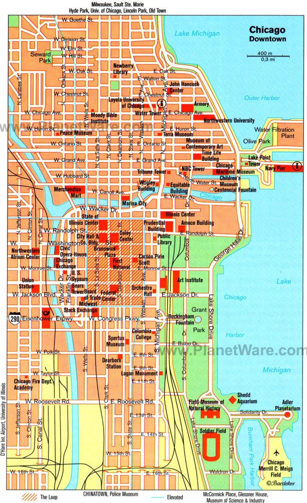 מפה של שיקגו אטרקציות