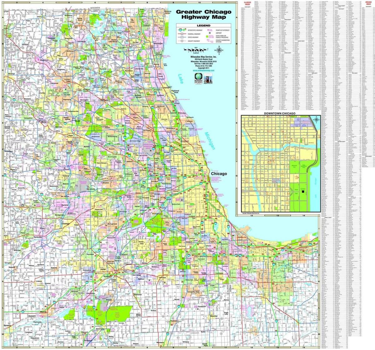 מפה של שיקגו כבישים
