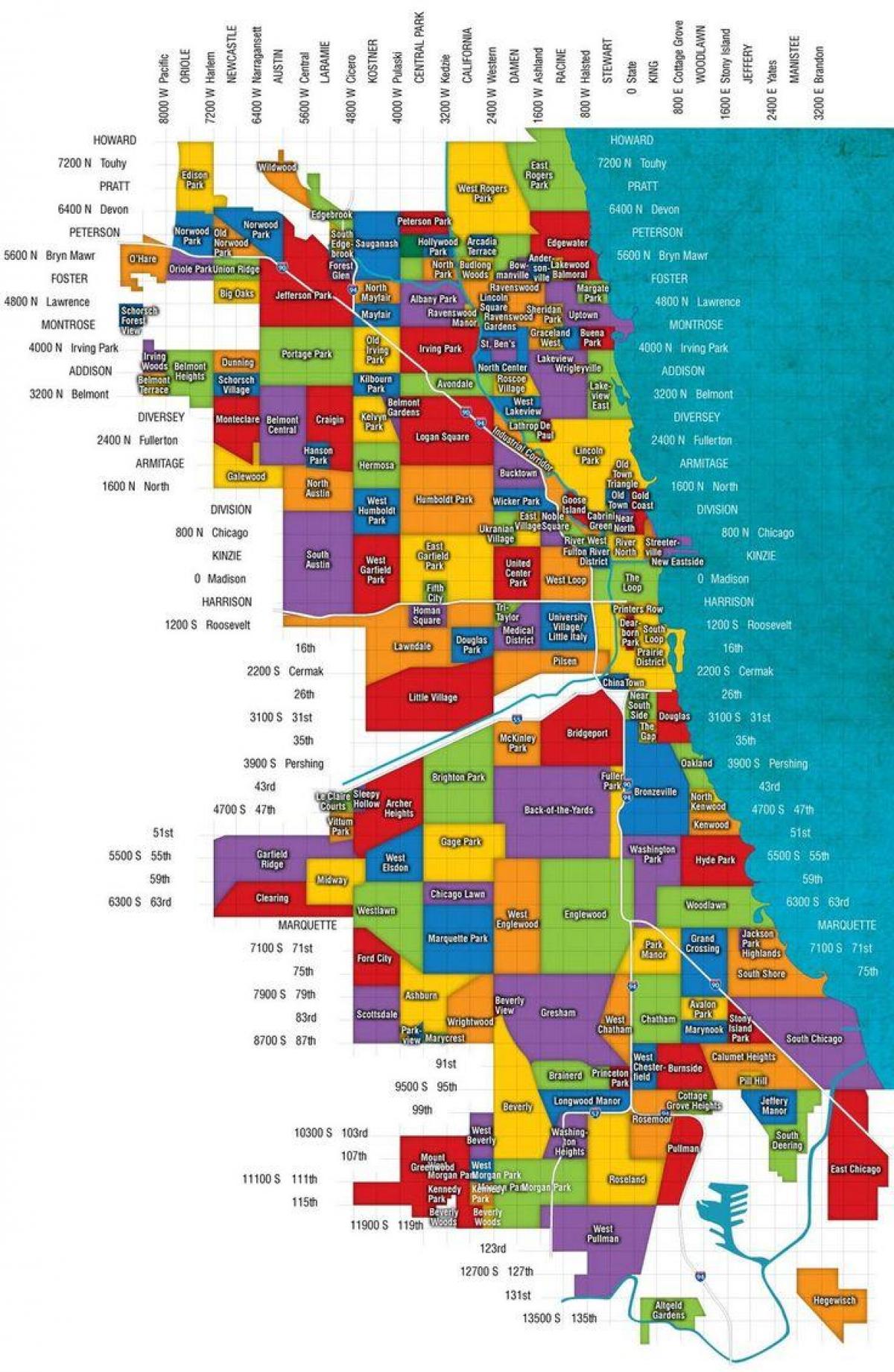שיקגו ואת הפרברים מפה