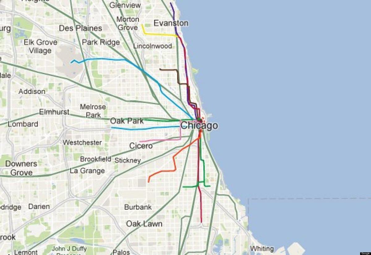 שיקגו הקו הכחול של הרכבת המפה