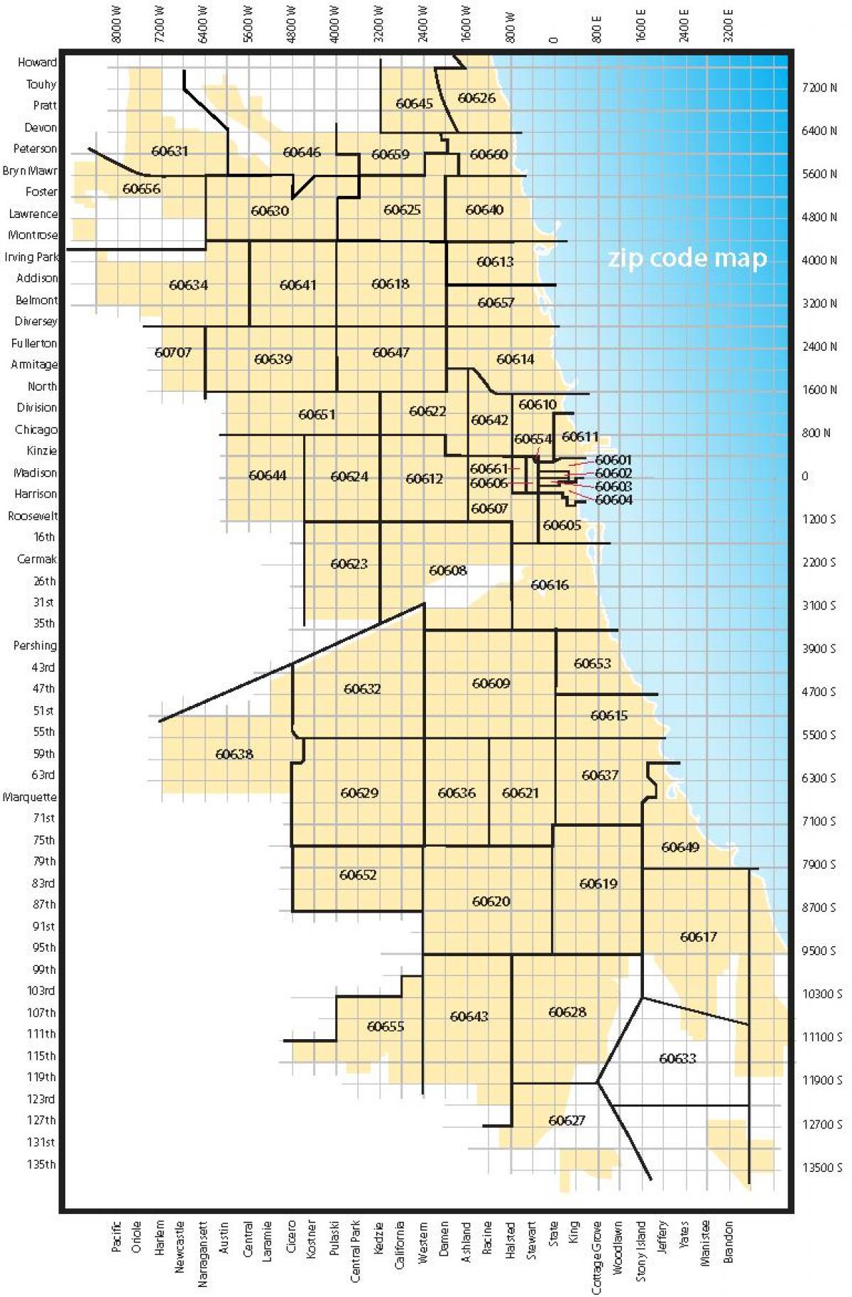 מפה של שיקגו מיקוד