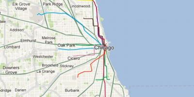 שיקגו הקו הכחול של הרכבת המפה