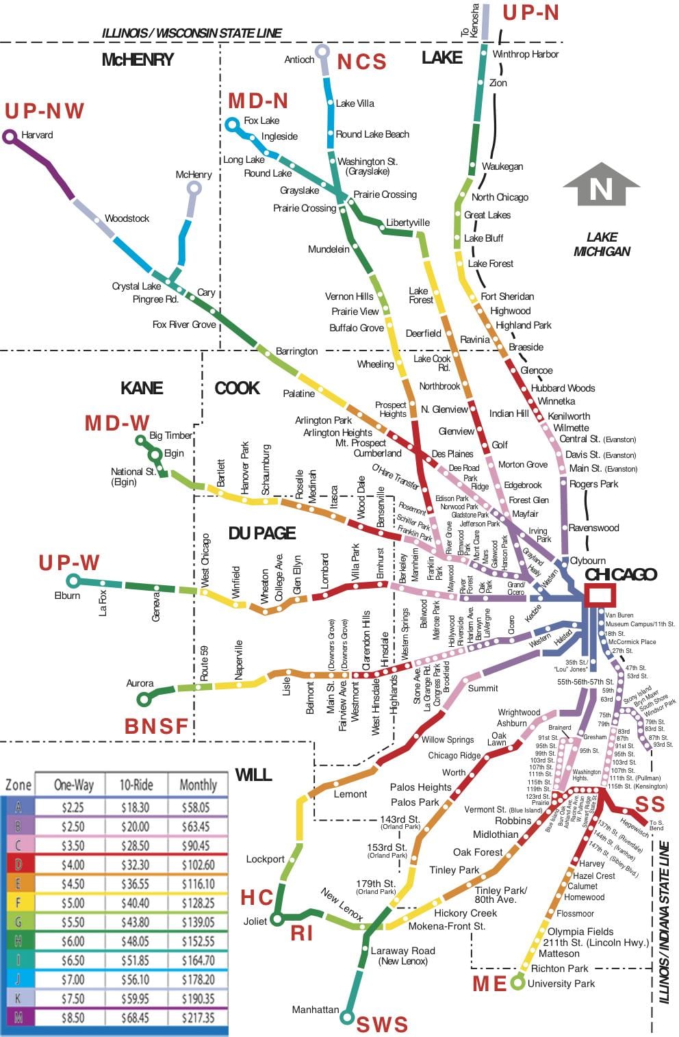 אזור שיקגו הרכבת המפה