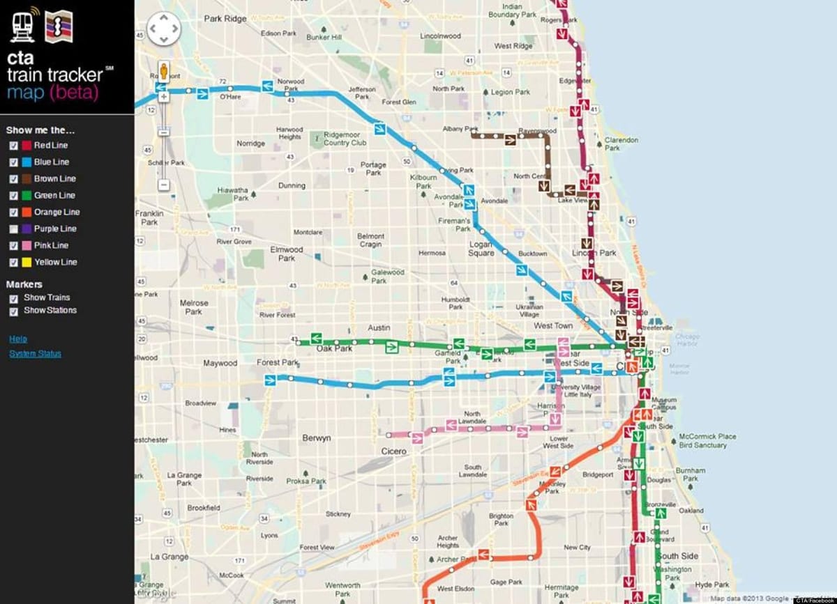 שיקגו cta הרכבת המפה