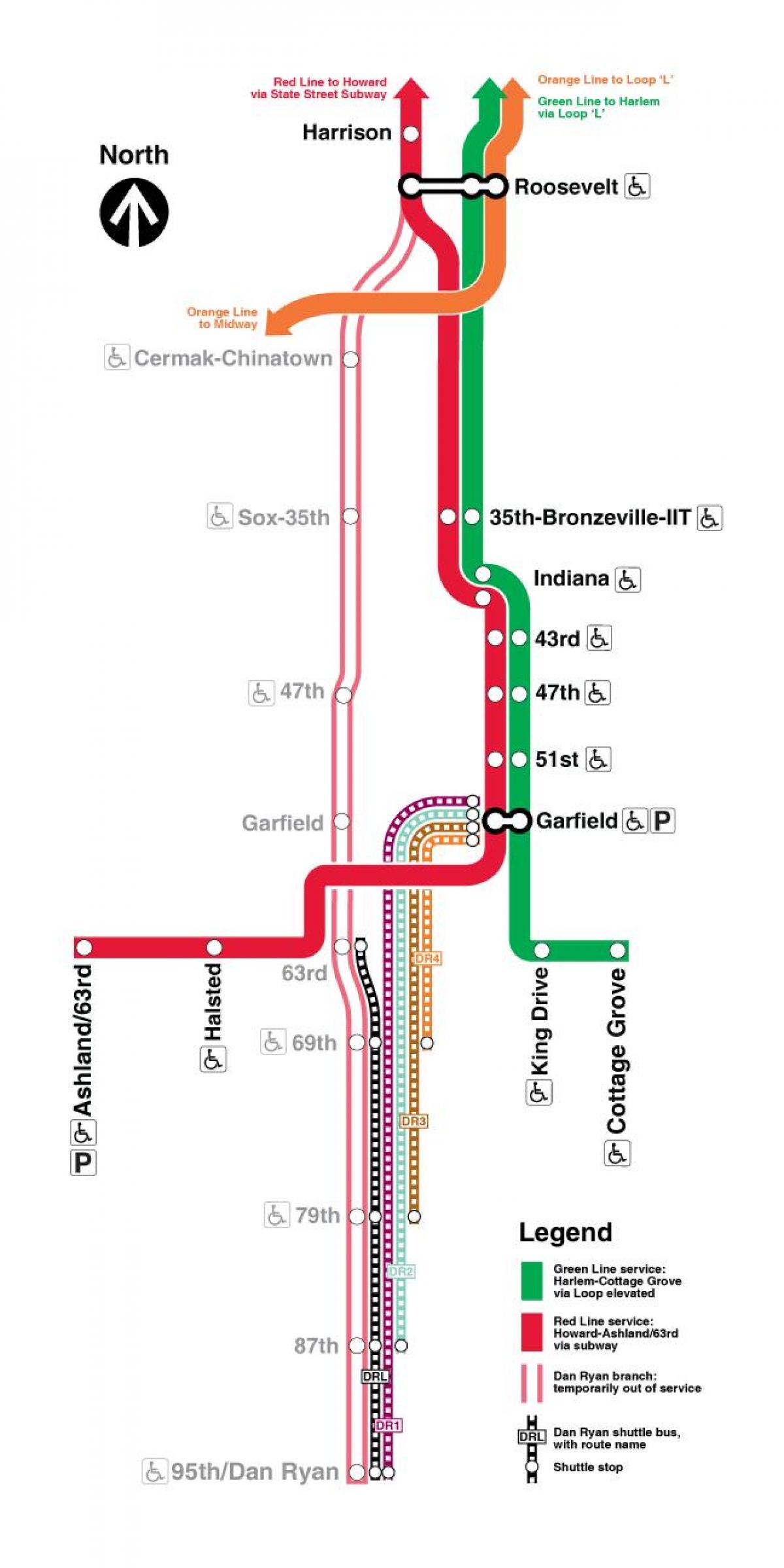שיקגו הרכבת מפת הקו האדום